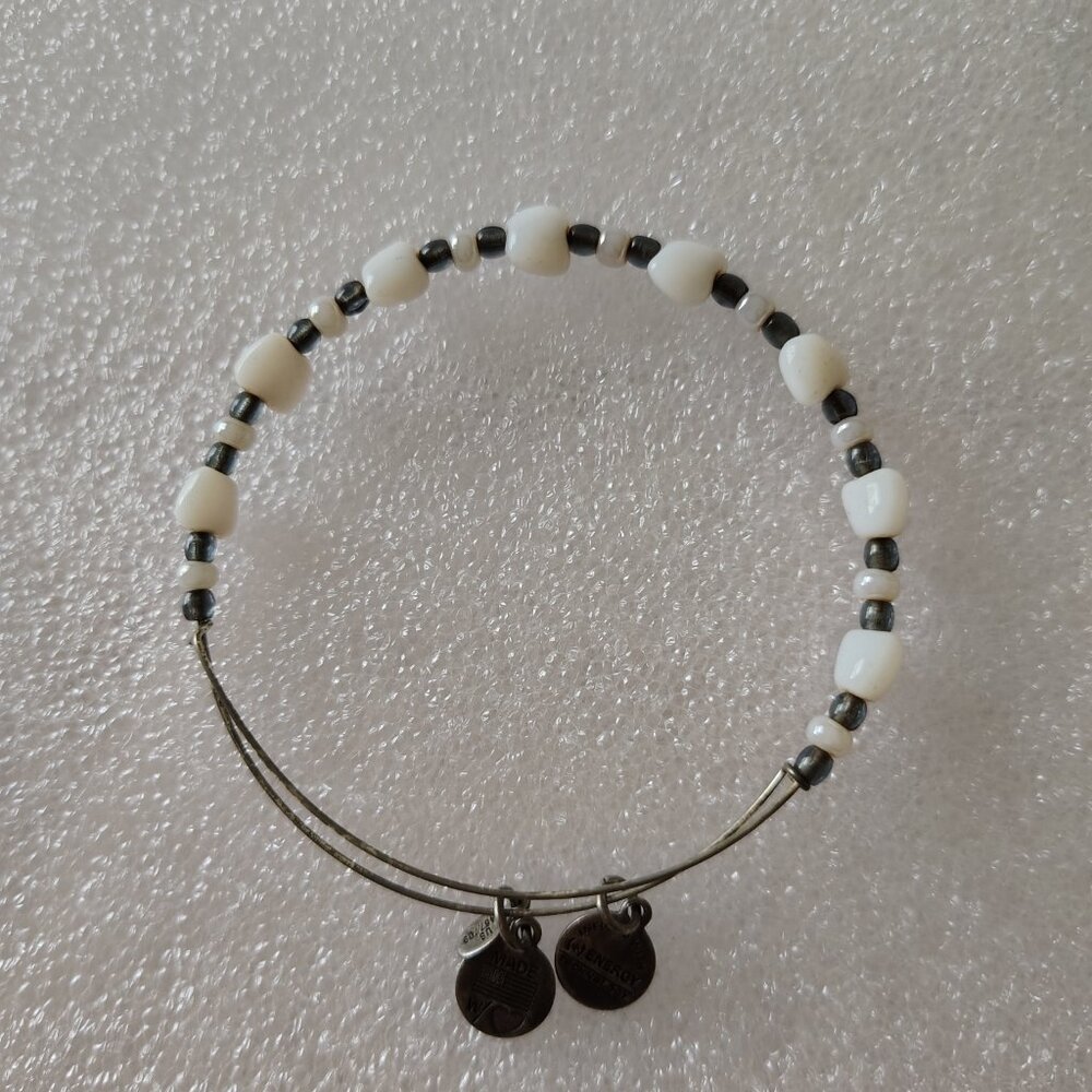 Alex and Ani Silver / White Beads Bangle  412